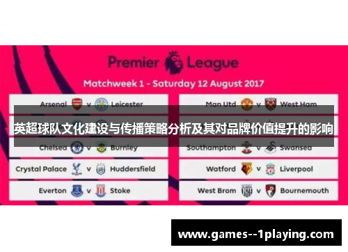 英超球队文化建设与传播策略分析及其对品牌价值提升的影响 英超球队文化建设与传播策略分析及其对品牌价值提升的影响